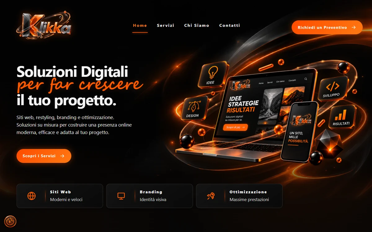 Actual Klikka website, presenting websites and digital services